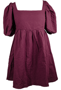 Babydoll Square Neck Tie with Puff Sleeve Dress
