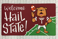 "Welcome Hail State" Bully with Football Doormat