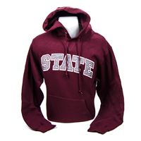 Russell State Gray With White Outline Hooded Sweatshirt