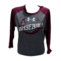 Under Armour Triblend 2 Tone Baseball Slanted Letters Long Sleeve Tee