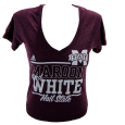 Adidas V-Neck Maroon And White Banner M Short Sleeve Tee