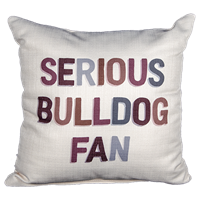 Serious Bulldog Fan Multicolor Print Pillow