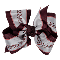 Beyond Creations XXL Baseball Stitch Over Maroon Hair Bow