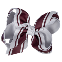 Beyond Creations XL Wide Maroon and White Striped Hair Bow