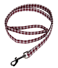 Maroon and White Gingham Leash
