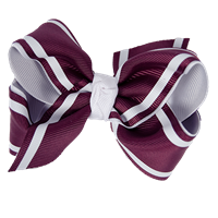 Beyond Creations Med/LG Maroon and White Striped  w/ White Knot Hair Bow