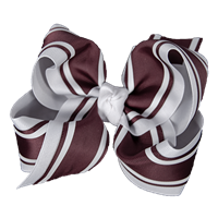 Beyond Creations XXL Wide Maroon and White Striped Hair Bow