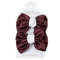 Beyond Creations 2 Pack Mini Maroon w/ White Knot Hair Bows
