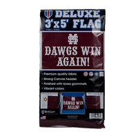 3'x5' Deluxe M Over S Dawgs Win Again! Script Flag