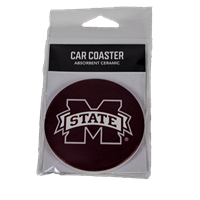 Maroon Banner M Car Coaster