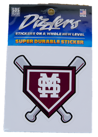 Crossed Baseball Bats M over S 2" Auto Decal
