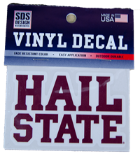 Hail State All Over Maroon Text 3" Auto Decal