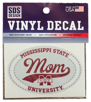 Mississippi State University Mom Script Oval Auto Decal
