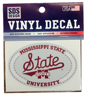 Mississippi State University State Script Oval Auto Decal