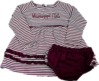 Colosseum Baby Mississippi State 2 Piece Stripe Dress with Bloomers
