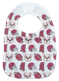 Home Malone Bulldog Face Football State of Mississippi and Football Helmetl Pattern All Over Bib