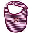 Infant Striped MState Bib with Maroon Trim