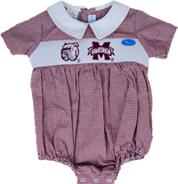 Vive La Fete Infant Boys Banner M Bulldog Face Smocked Gingham Bubble