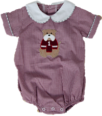 Southern Saturday Infant Boys Collared Gingham Sitting Bulldog Bubble