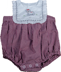 Infant Gingham Bubble with Lace Bodice