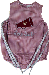 Southern Saturday Infant Girls Gingham Megaphone Hail State Bubble