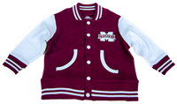 Creative Knitwear Banner M White Sleeves Snap Buttons Varsity Jacket Baby