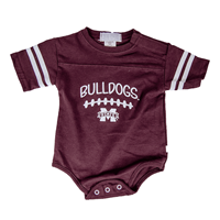 Baby Onesie Football Laces with Short Sleeve Stripes