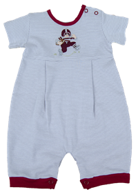 Squiggles Baby Romper Boys Football Player Gray Stripes