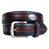 Zeppro Black Leather Belt with Small Banner M Conchos