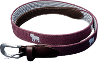 Maroon with White Live Dog Belt