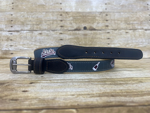 Zep-Pro Script State and Davis Wade Stadium Ribbon Belt with Leather Tip