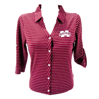 Cutter and Buck Academy Striped 3 Quarter Sleeve Button-down
