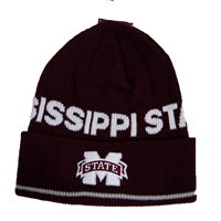 Adidas Embossed Banner M Thin Gray Stripe Mississippi State Cuffed Beanie