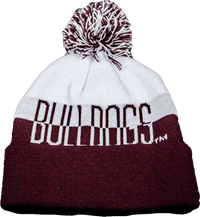 2022 Adidas Bulldogs Maroon & White Cuffed Beanie with Pom Pom