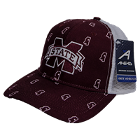 Ahead  Banner M Maroon Front w Small State Logo Adjustable Trucker Cap