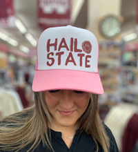 Hail State Smiley Face White Mesh Trucker Baseball Cap