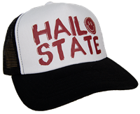 Hail State Smiley Face White Mesh Trucker Baseball Cap