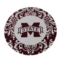 Banner M with Damask Pattern Round Coaster