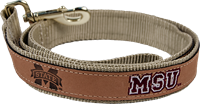 Zep-Pro MSU and Banner M Leather Ribbon 4' Dog Leash