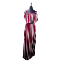 Maxi Off Shoulder Striped Dress