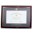 University Frames Classic Mahogany Gold Trim Gold Medallion Diploma Frame