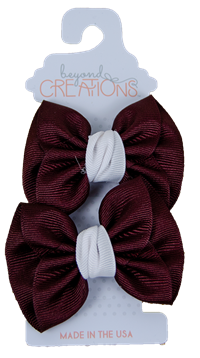 Maroon and White Knot 2PK Hair Bows