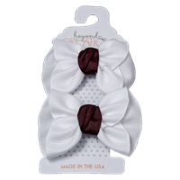 Beyond Creations 2 Pack Mini White with Maroon Knot Hair Bows