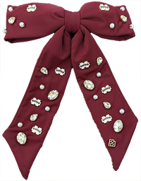 Brianna Cannon Banner M Rhinestone Pearls Hair Bow