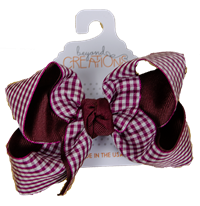 Maroon and Gingham Large Layered Hair Bow