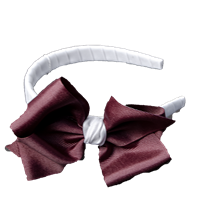 Beyond Creations White Hard Headband with Maroon and White Knot Bow