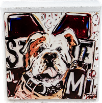 Bulldog Face with Cowbell Home Block
