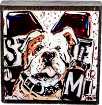 Bulldog Face with Cowbell Home Block