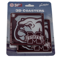 Collegiate Bulldog Face with Banner M 2 Pack 3D Coasters