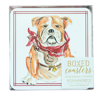 Rosanne Beck Bulldog with Scarf 50 Pack Reversible Coasters
